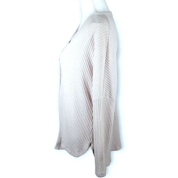 MIHOLL WAFFLE KNIT LAVENDER/BEIGE LONG SLEEVE BUTTON DOWN BLOUSE SZ.M EUC - Picture 3 of 7